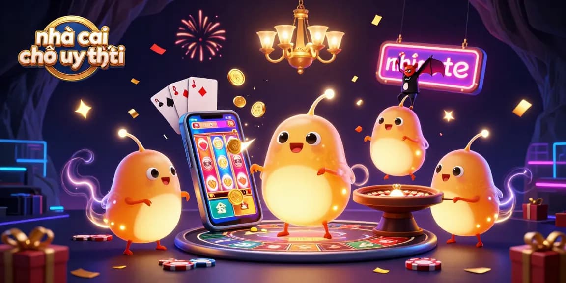 Engaging illustration of glowing worms and a bat dealer at a vibrant cave casino showcasing nhà cái nào uy tín.