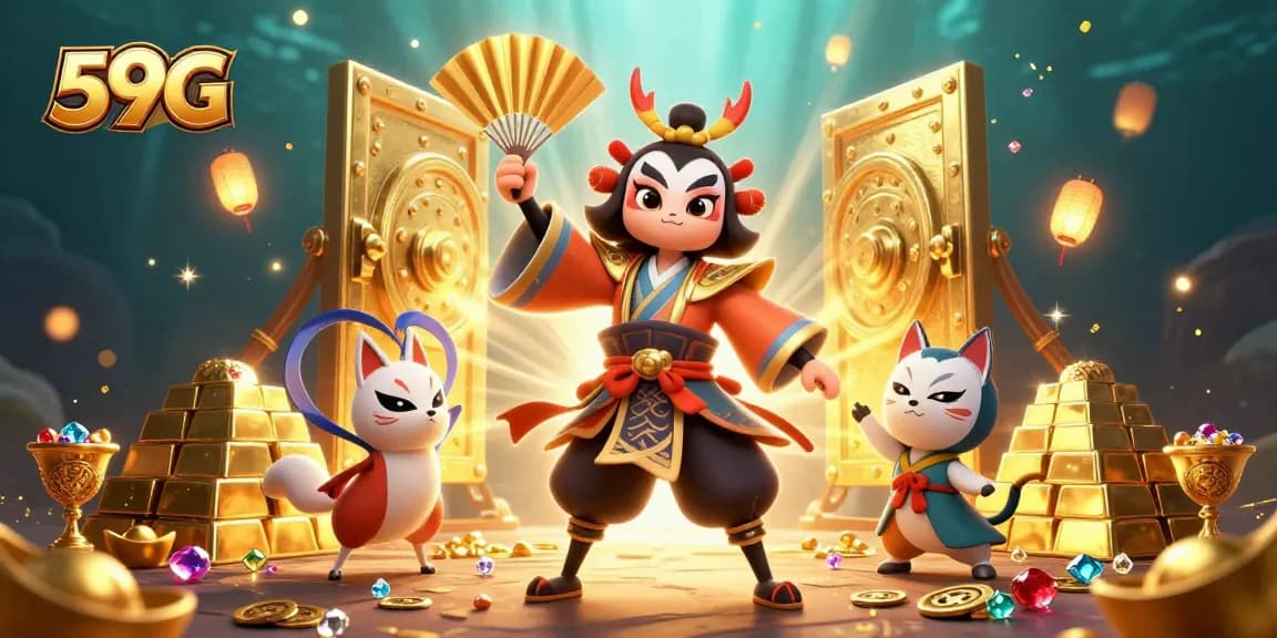 Experience 59G and the thrill of winning in a vibrant, dynamic casino scene filled with treasures.
