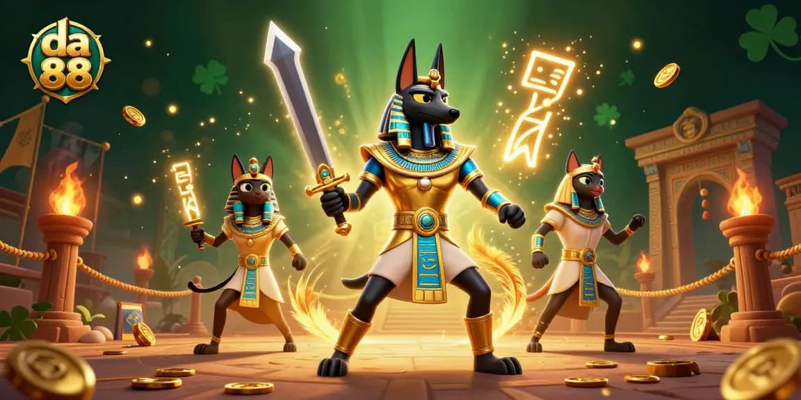 Experience thrilling gameplay with da 88; a dynamic scene showcasing a vibrant Egyptian casino atmosphere.
