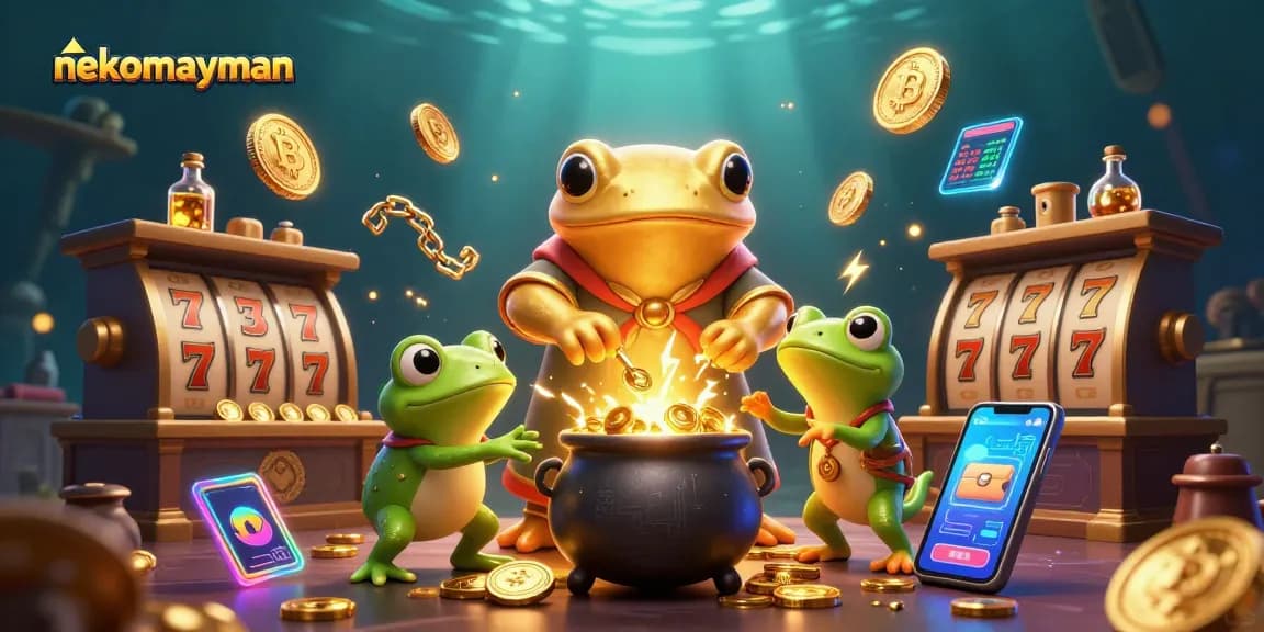 Neko May Man features vibrant casino elements with golden salamander and friends creating winning moments in slots.