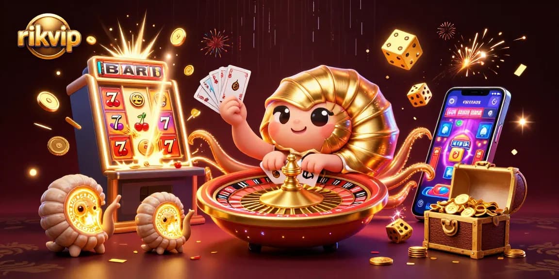 Experience thrilling games at rikvip with the dazzling slot machine and casino elements in action.
