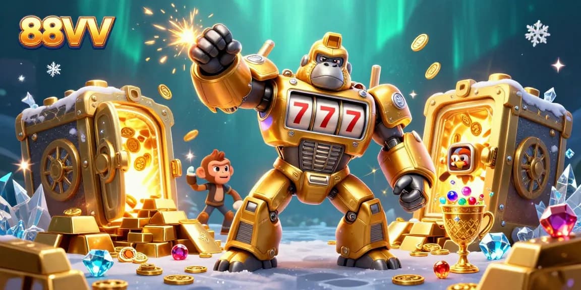 Experience the thrilling world of 88VV casino with epic slots battles featuring golden treasures and 3D characters.