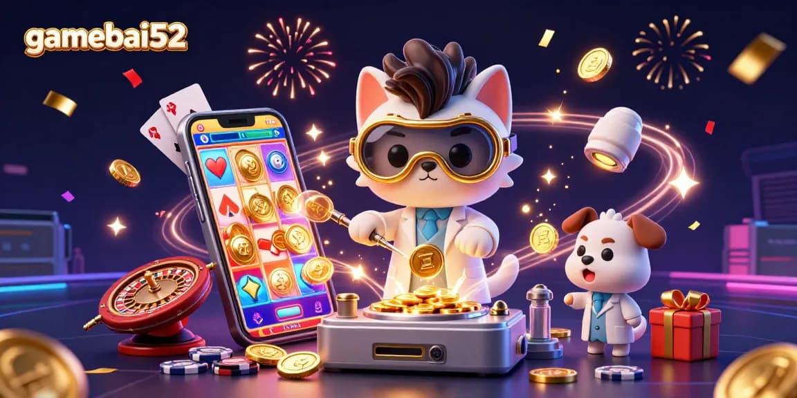 Engage in thrilling gameplay at gamebai52 with vibrant 3D characters and dynamic casino elements.