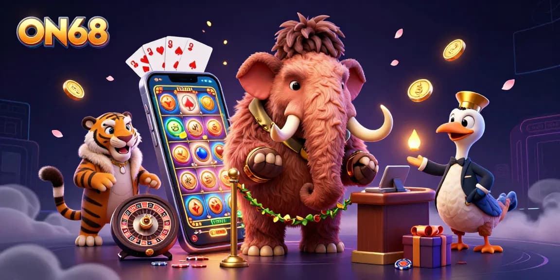 Engage with ON68's vibrant casino experience featuring unique characters and thrilling betting elements.