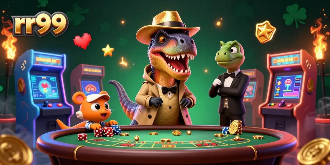 Join rr99's thrilling blackjack scene with a velociraptor card counter and plenty of casino excitement!