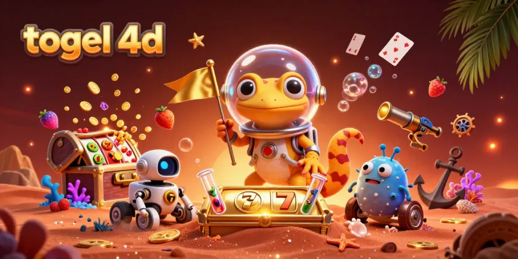 Experience thrilling togel 4d gameplay with rich visuals of a Martian gecko discovering a hidden casino.