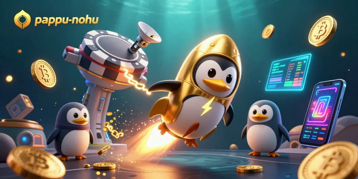 Experience the excitement of pappu-nohu with a vibrant 3D digital casino scene featuring a golden penguin.