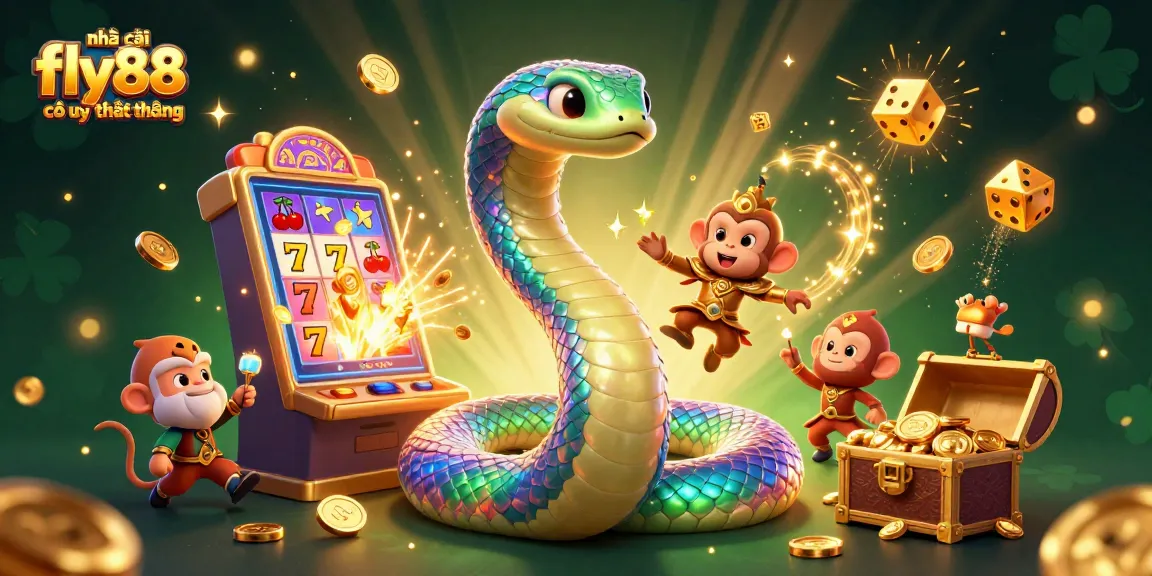 Experience thrills at nhà cái fly88 có uy tín không with vibrant slot machine and casino characters in motion