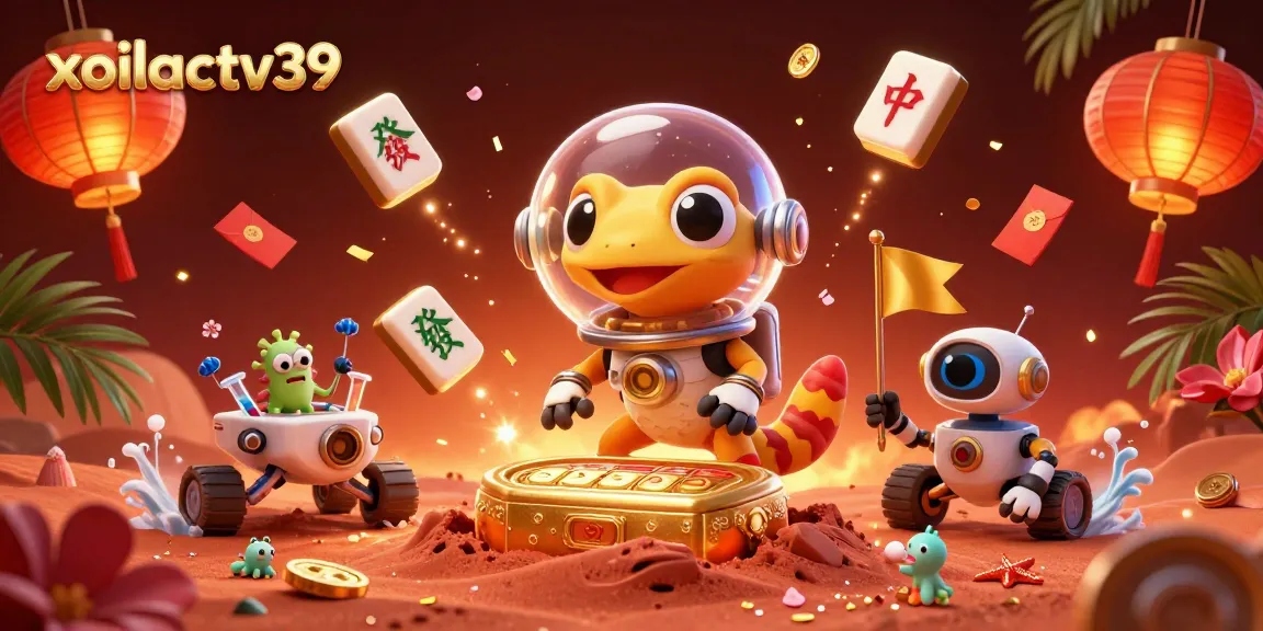 Experience thrilling gaming action on xoilactv39 in a vibrant, colorful 3D casino adventure.