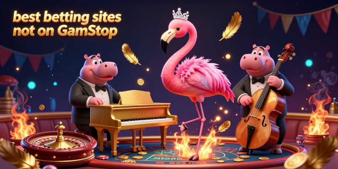 Experience the excitement of the best betting sites not on GamStop with this vibrant casino scene featuring unique characters and gameplay elements.