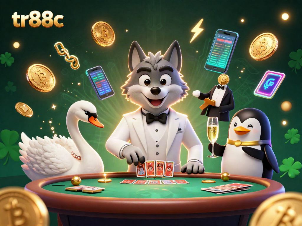 Experience the excitement at tr88c with a vibrant 3D casino scene featuring crypto elements and elegant characters.