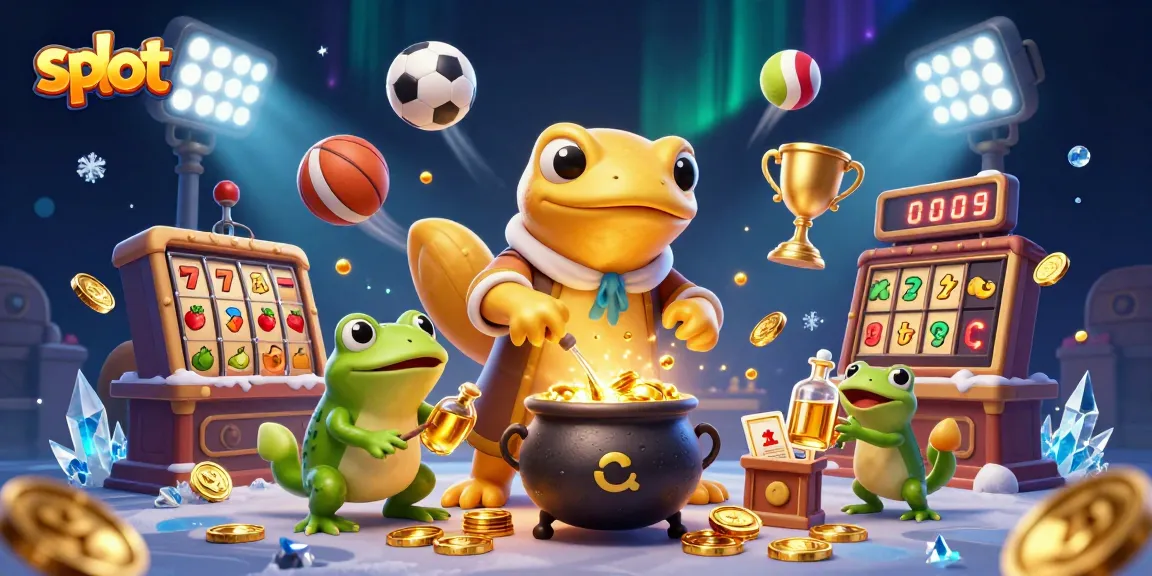 Experience exciting slot gaming with golden alchemist and vibrant interactive elements in this 3D illustration.