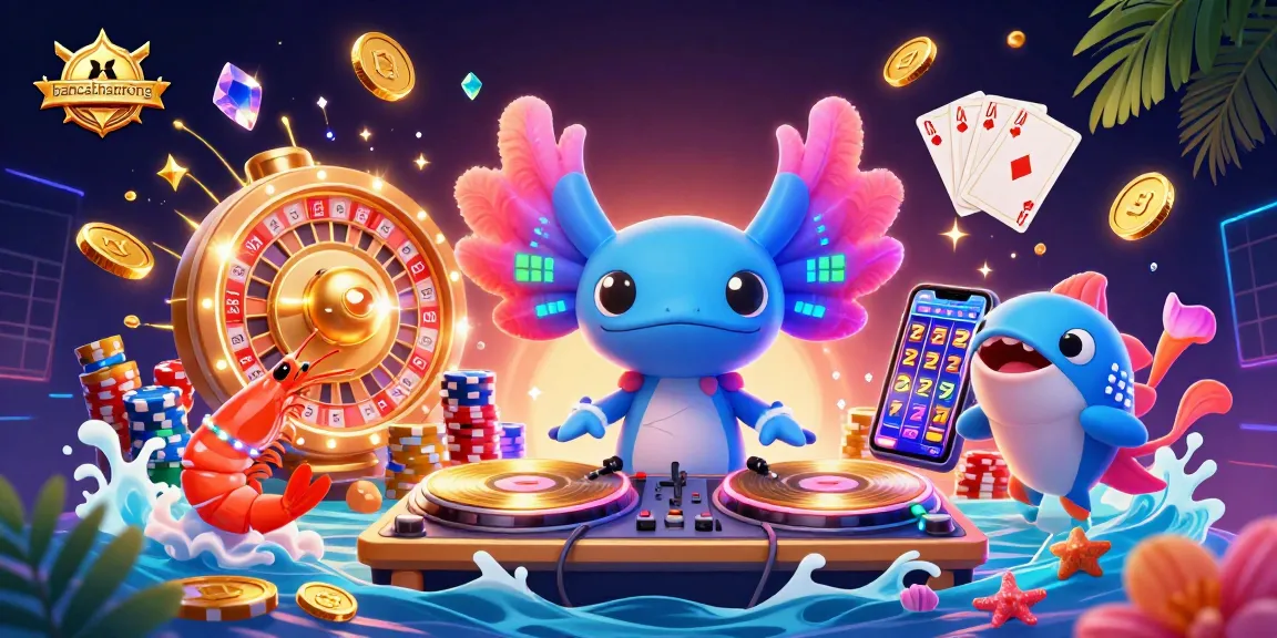 bancathanrong showcases an energetic 3D casino scene with vibrant characters spinning reels and golden coins.