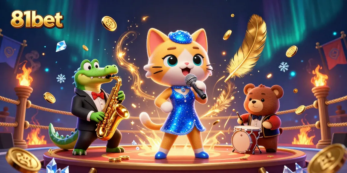 Experience excitement with 81bet's lively casino illustration featuring vibrant characters and dynamic gaming elements.