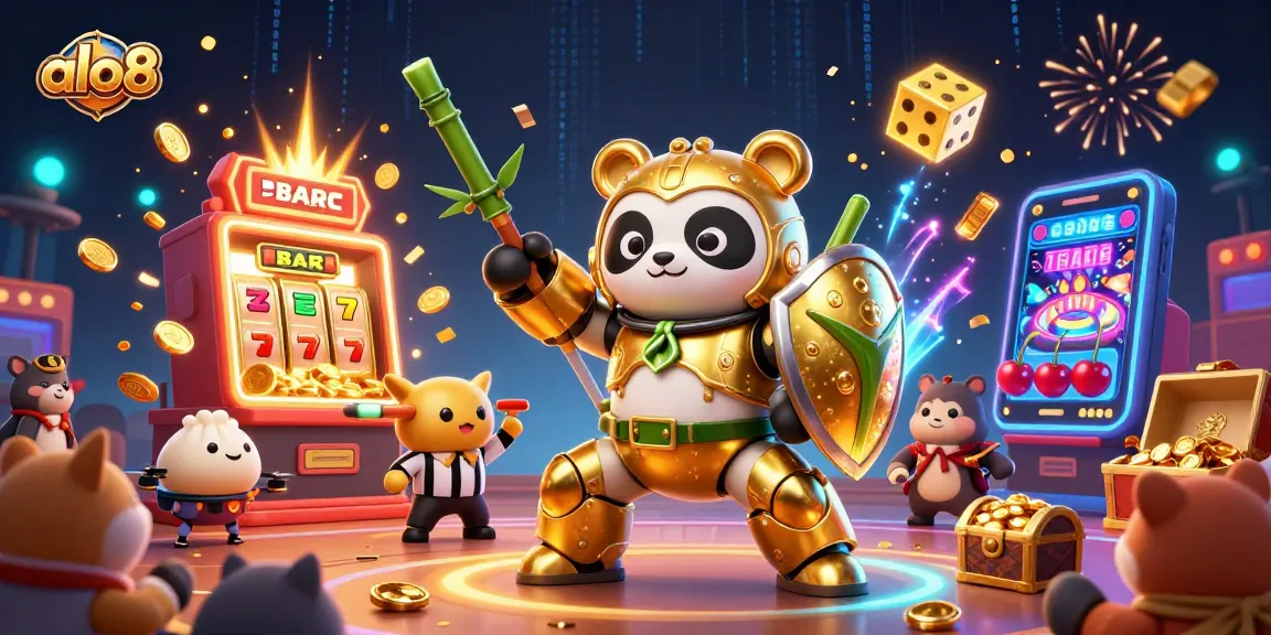 Experience the thrilling ambiance of alo8 with the golden panda and casino excitement in a dynamic arena.