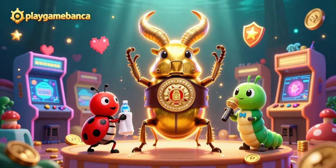 Experience excitement with playgamebanca as the golden stag beetle battles on an epic gaming stage.