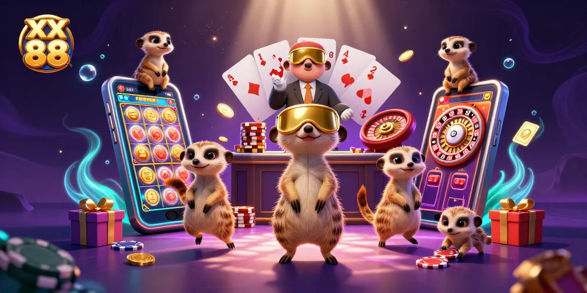 Experience excitement at xx 88 as meerkats manage a lively casino scene filled with games and treasures.