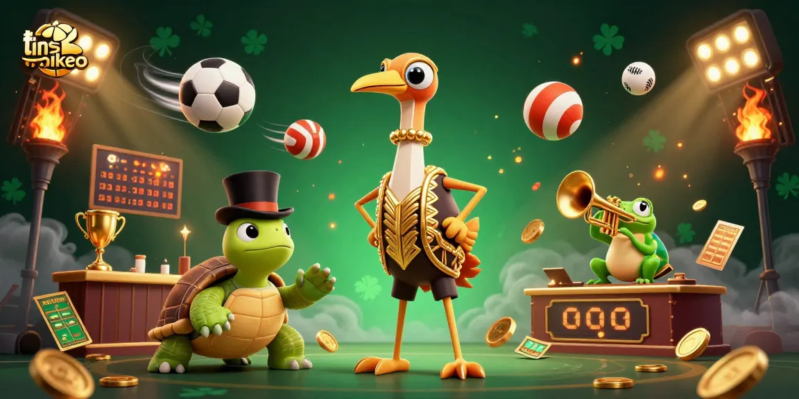 Tinsoikeo sports betting illustration featuring dynamic 3D characters and vibrant elements.