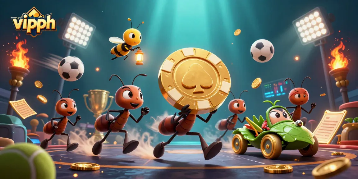 Experience thrilling gameplay at vipph with a vibrant scene of ants and sports action.