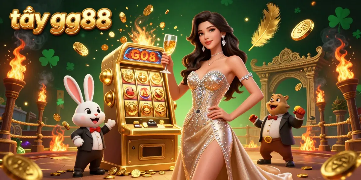 Spin to win at tải gg88 with a grand jackpot slot machine and festive casino ambiance vibrant with golden coins.