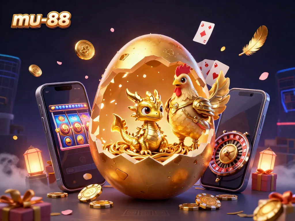 Engage with the mu-88 online casino scene featuring a golden dragon and vibrant gaming elements.