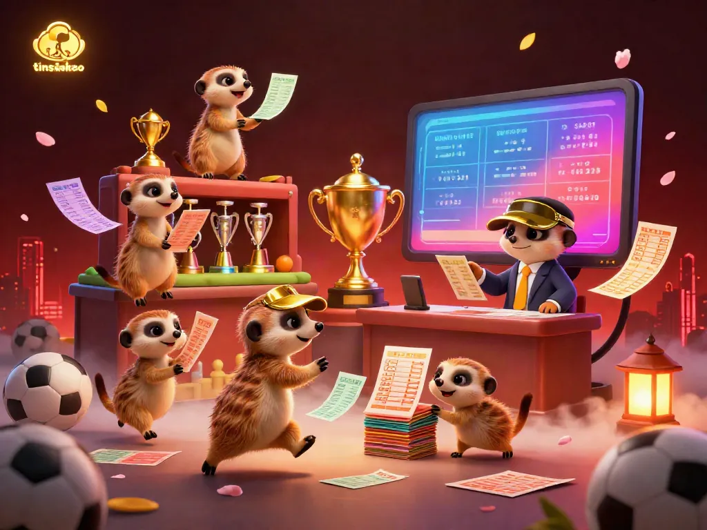 Experience thrilling sports betting action at tinsoikeo, illustrated with meerkats engaging in bets and excitement.