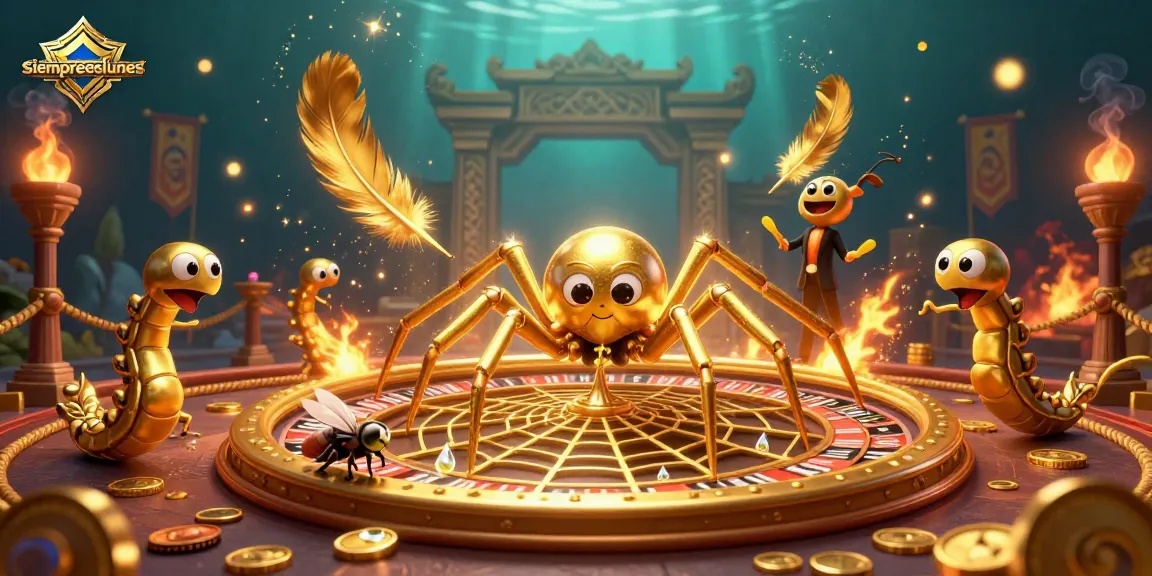 Engage with siempreeslunes as a golden spider spins a roulette web, immersing in gambling excitement.