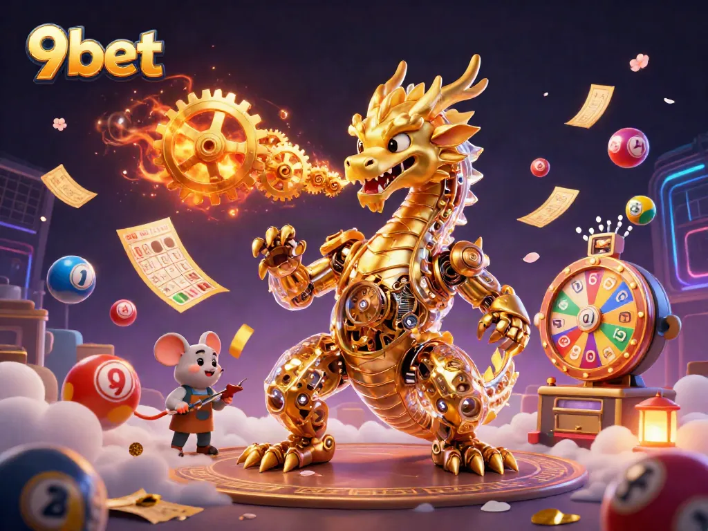 Experience exciting gameplay with 9bet, featuring a biomechanical dragon and dynamic casino elements.
