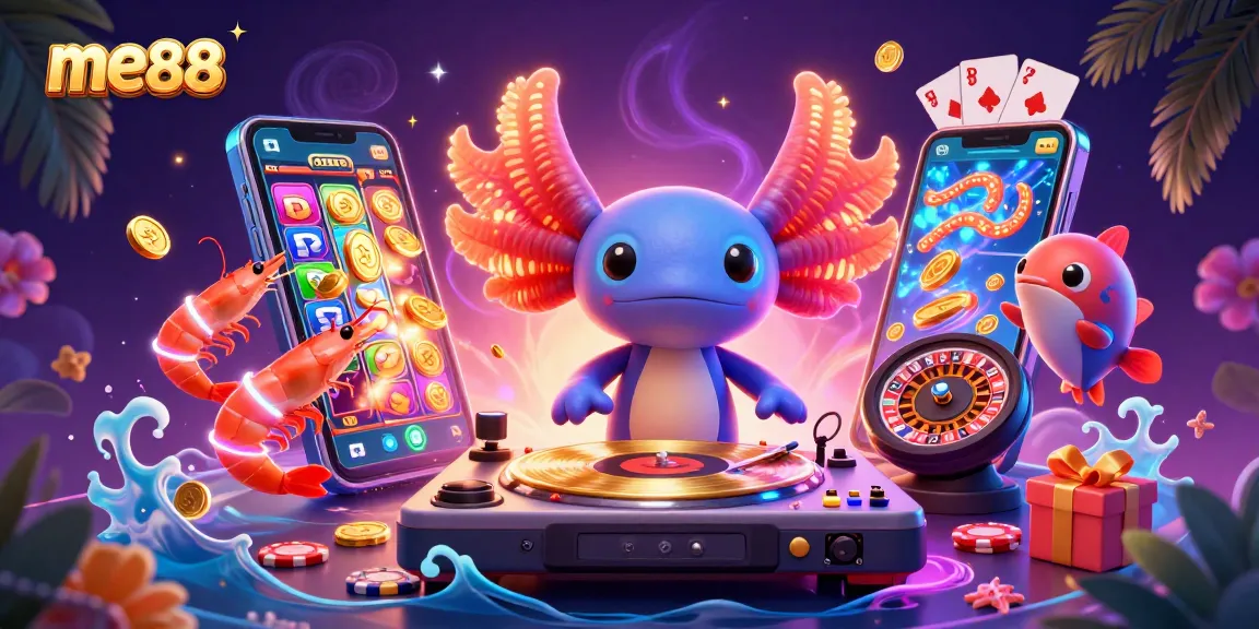 Experience the excitement of me88 with colorful slot games and vibrant sea creatures in this vibrant underwater illustration.