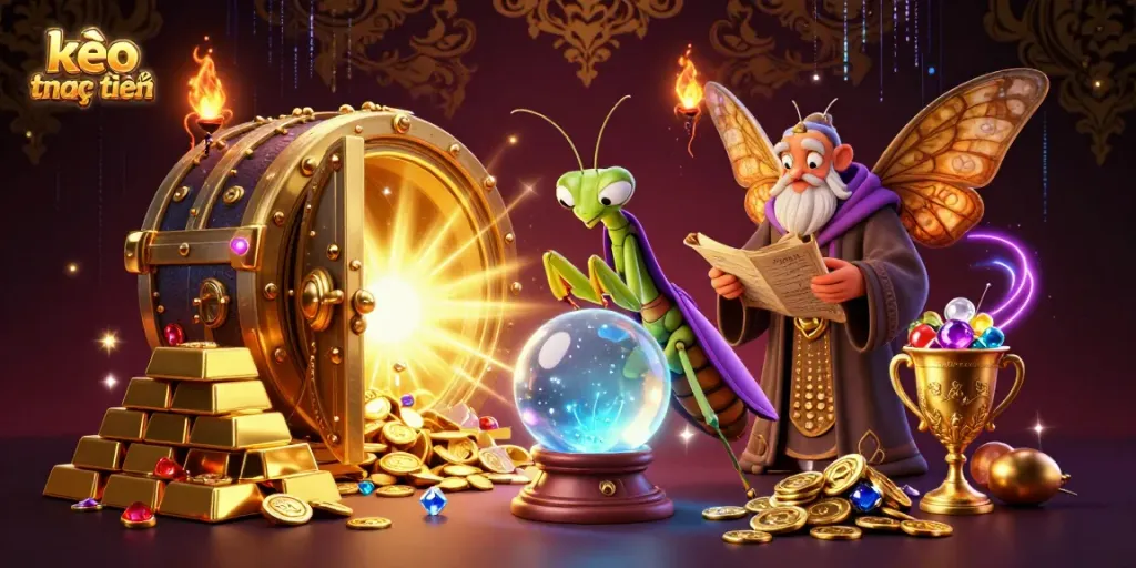 Engage in thrilling kèo trực tuyến strategies with mystical fortune teller characters and rich treasures.