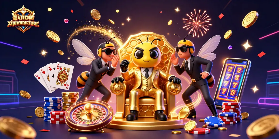 Engage in intense gameplay at xiphematchuoc, featuring a lavish bumblebee mob boss amidst dynamic casino elements.