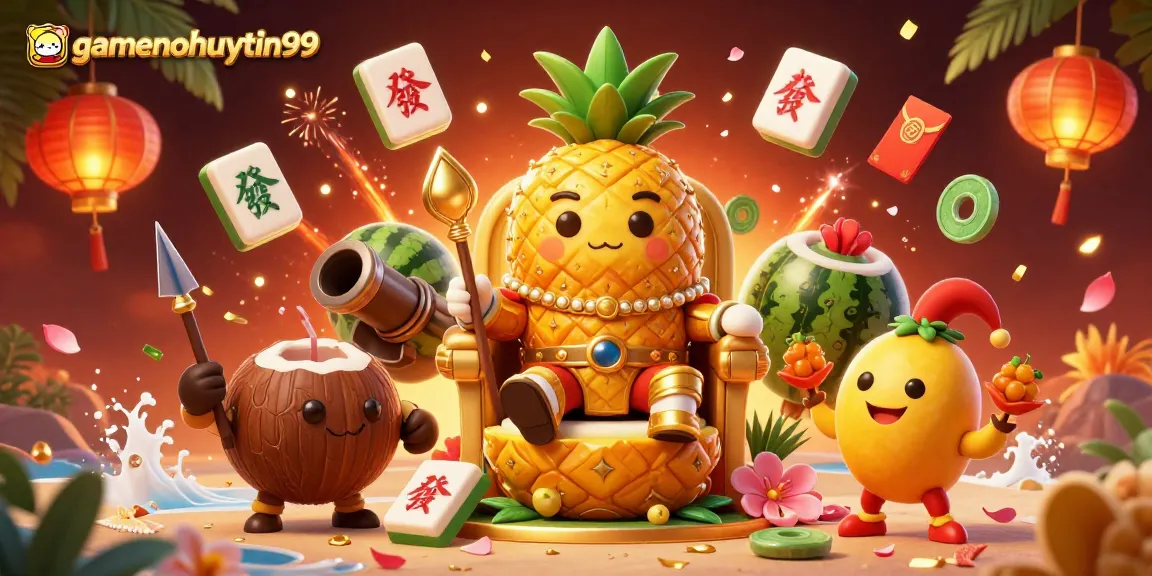Experience the vibrant scene of gamenohuuytin99's tropical casino with animated characters and dynamic game elements.