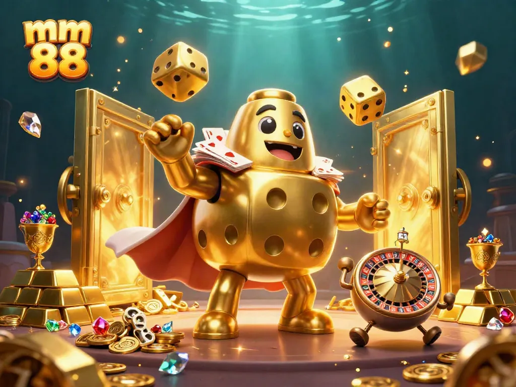 Experience exhilarating gameplay with mm 88 featuring dynamic golden dice and casino treasures.