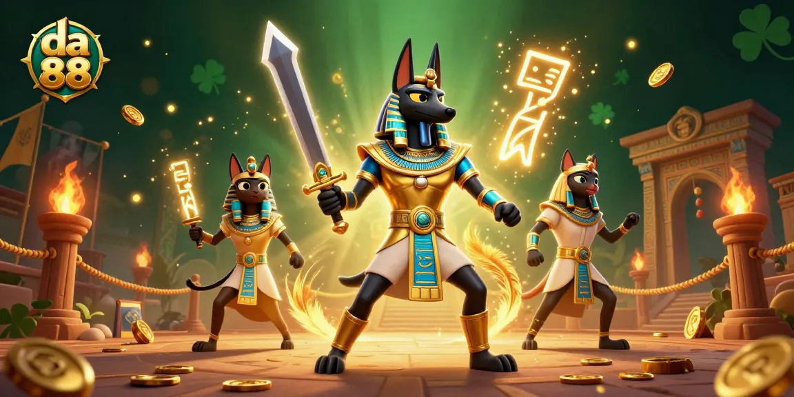 Experience thrilling gameplay with da 88; a dynamic scene showcasing a vibrant Egyptian casino atmosphere.