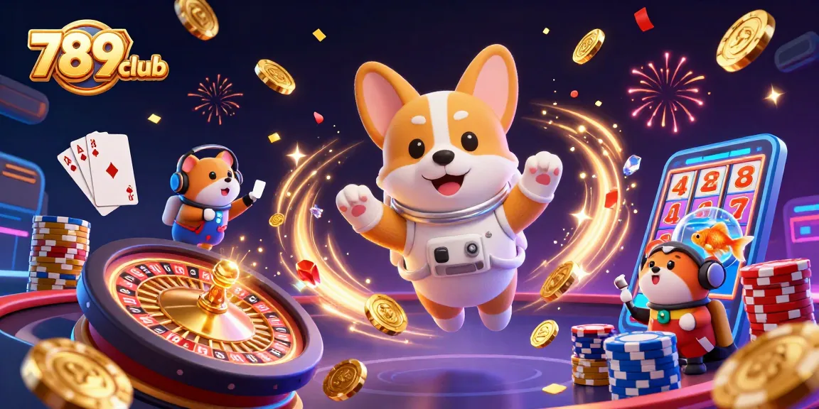 Experience the excitement of 789club with a vibrant space station casino scene featuring playful characters and dynamic gambling elements.