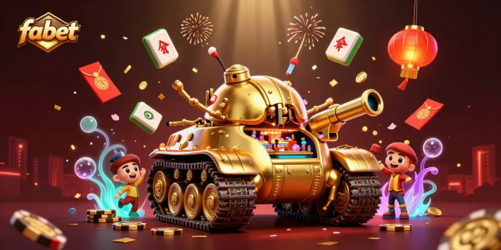 Enjoy the thrill of casino gaming with fa bet in this vibrant 3D scene featuring an animated casino tank.