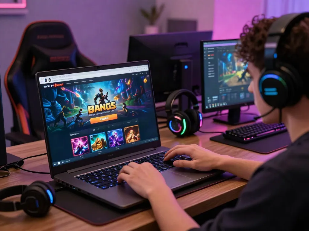 Exploring FB88mx.com in a vibrant gaming setup with exciting visuals and accessories.