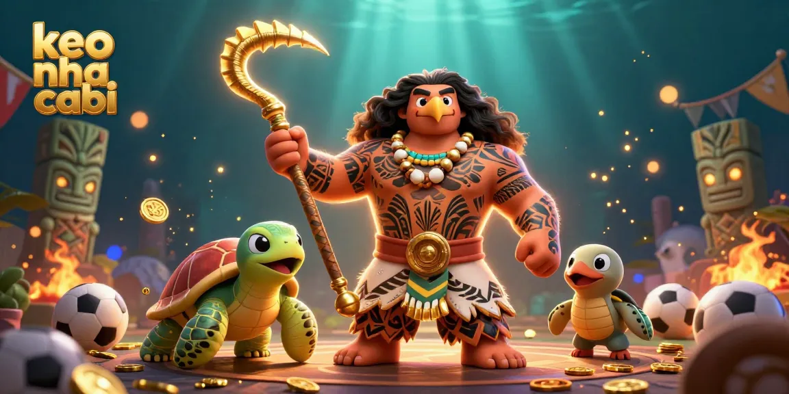Engage in keo nha cai betting with energetic characters, rich with sports elements and gold details.