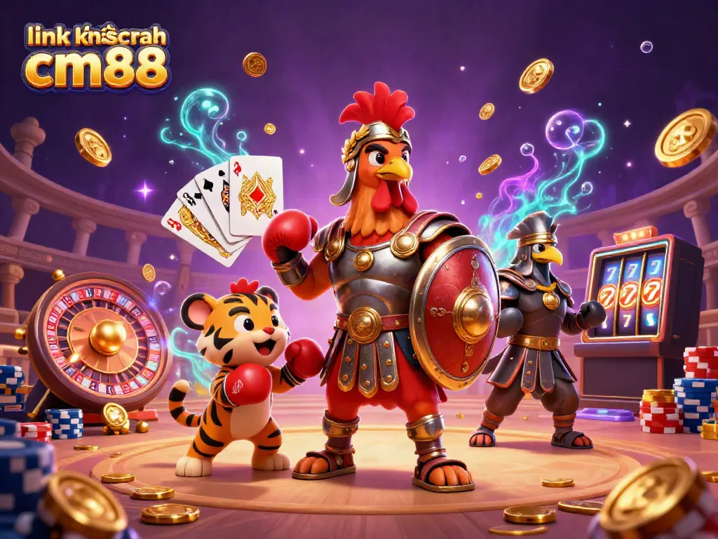 Engage with the action featuring link không chặn cm88 in a vibrant 3D casino arena with characters and gaming elements.