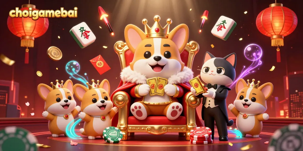 Enjoy all-day gaming adventures at choigamebai with royal corgi and cat butler presenting golden decks and more.