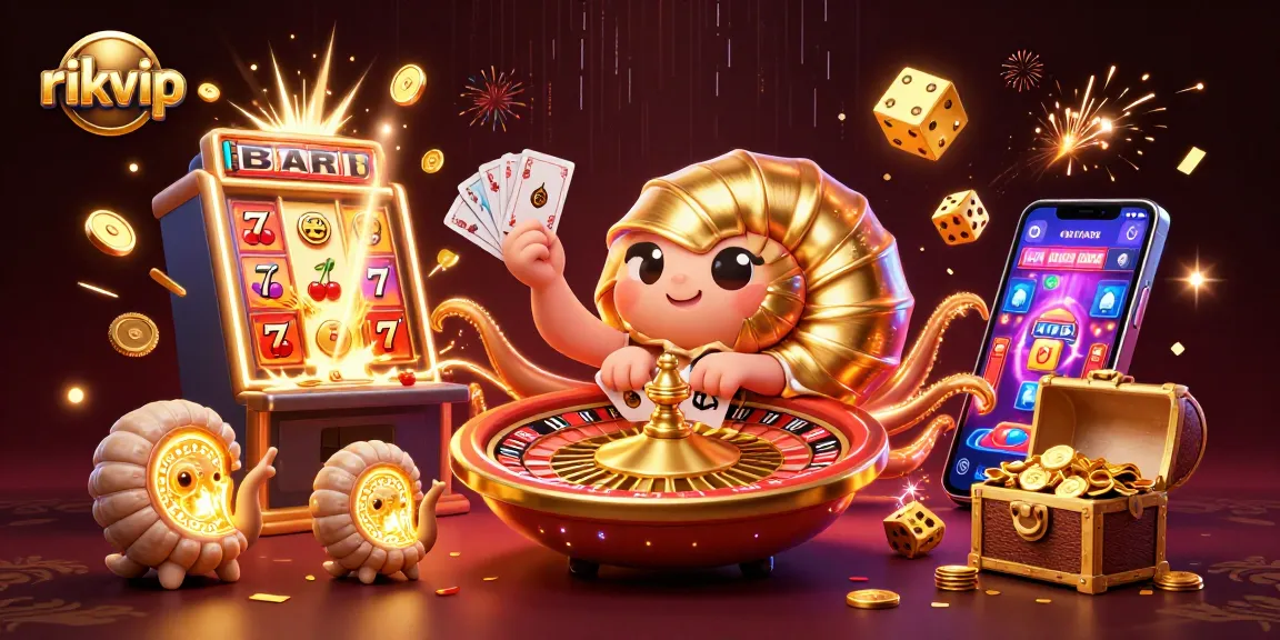 Experience thrilling games at rikvip with the dazzling slot machine and casino elements in action.