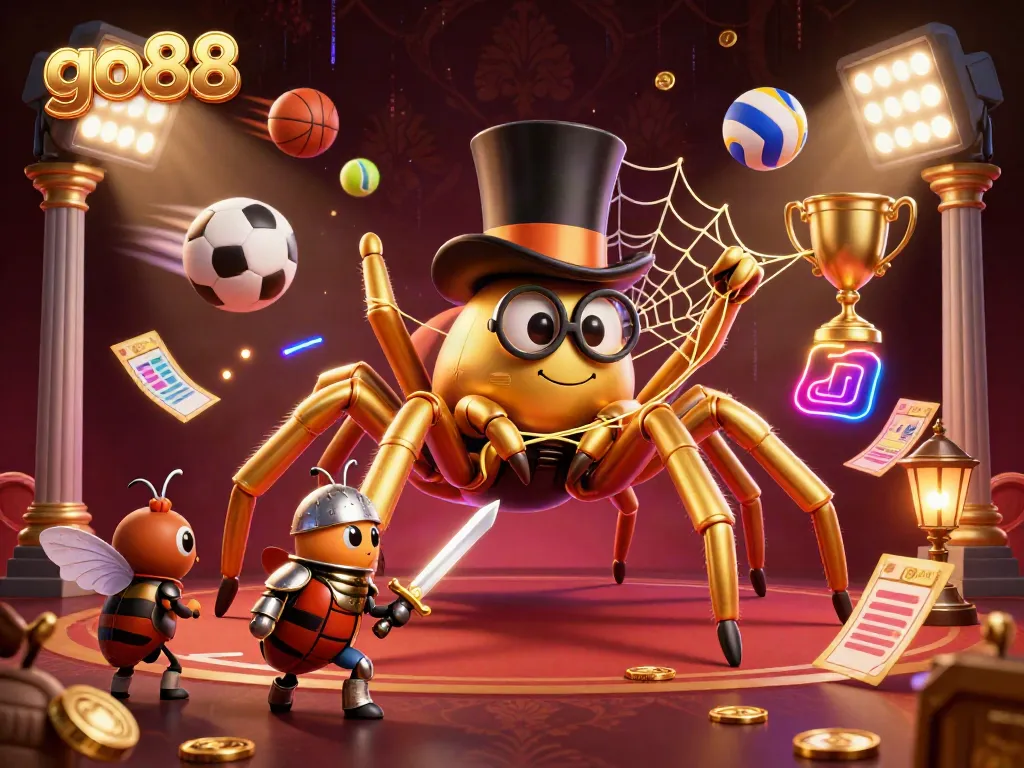 Experience the excitement of go88 with a vibrant 3D casino scene featuring dynamic sports elements and enchanting characters.