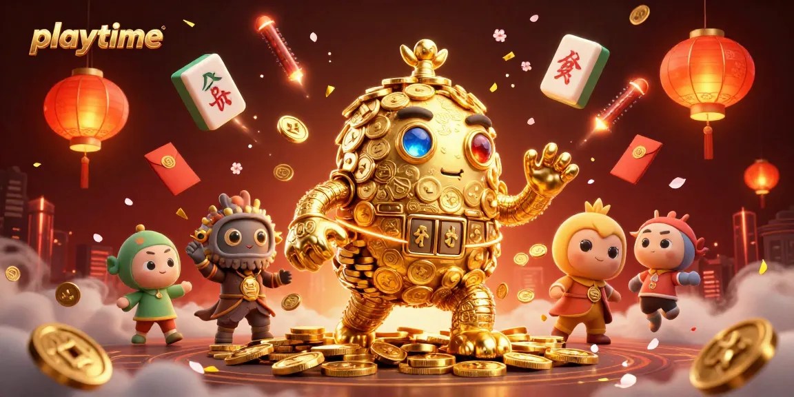 Experience vibrant playtime action with an animated golden golem and dynamic casino elements.