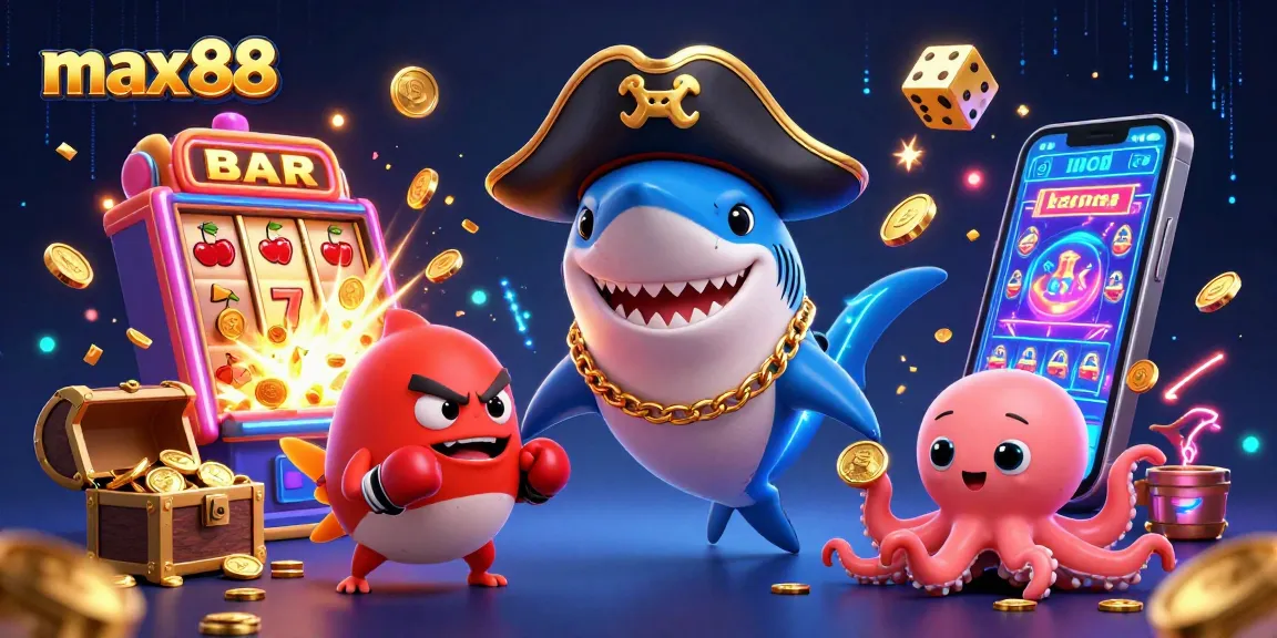 Engage with max88 exciting adventures and jackpots featuring 3D cartoon characters in a vibrant casino scene.