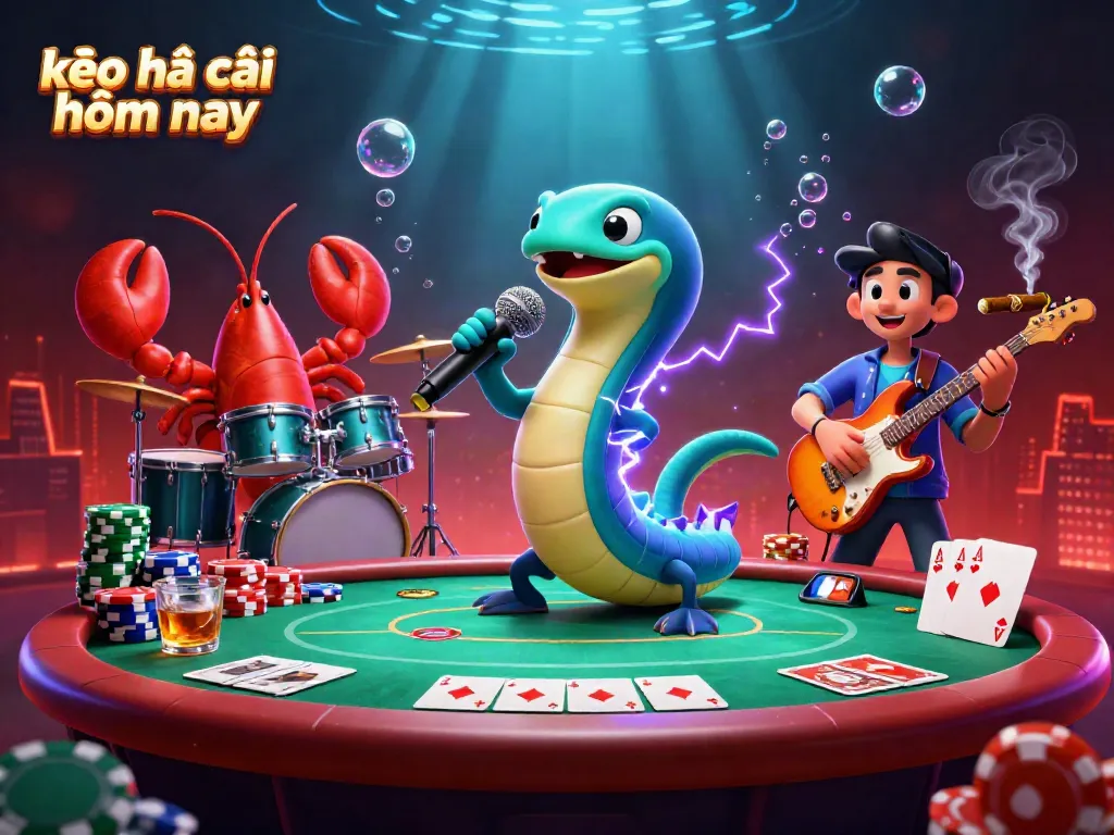 Experience the thrill of kèo nhà cái hôm nay with an underwater casino scene featuring a DJ electric eel and vibrant casino elements.