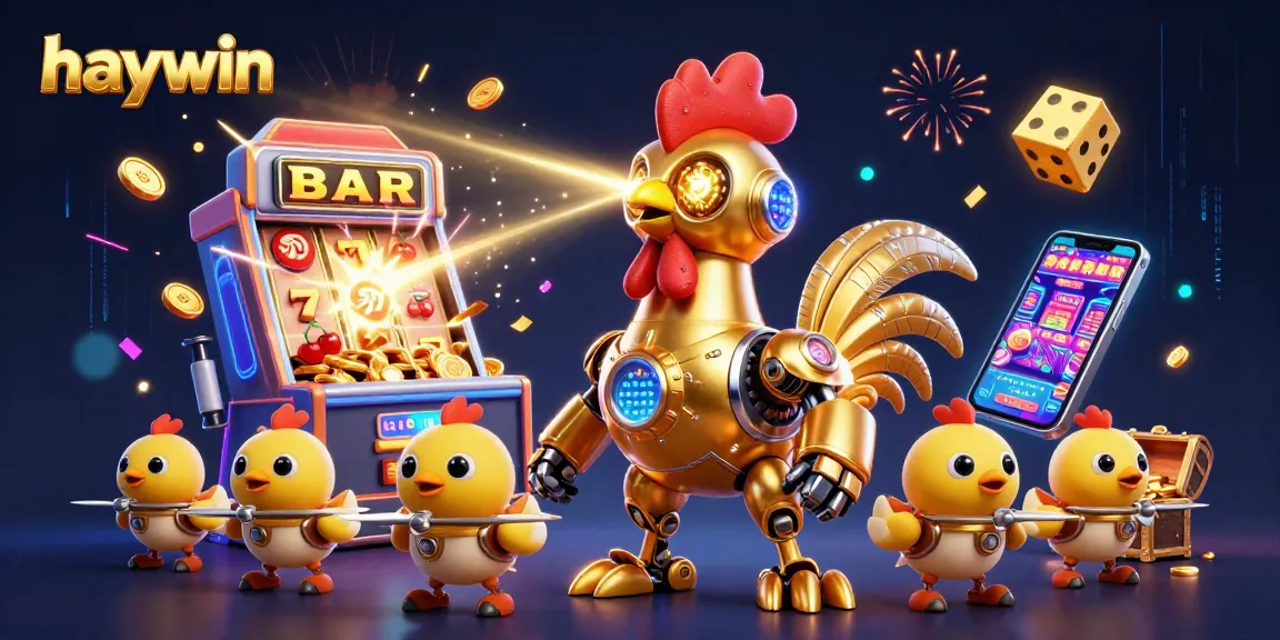 Experience the excitement of haywin's 3D casino with vibrant characters and dynamic slot machines.