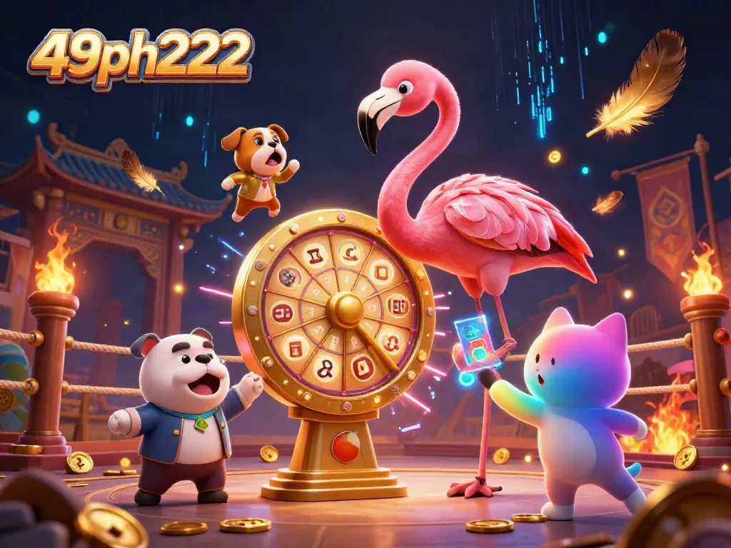Experience thrilling wins with 49ph222 as the flamboyant game show host spins a golden prize wheel.