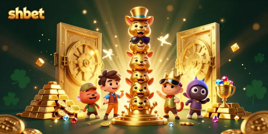 Engage with shbet's exciting casino treasures featuring vibrant golden totem pole and sparkling gems.
