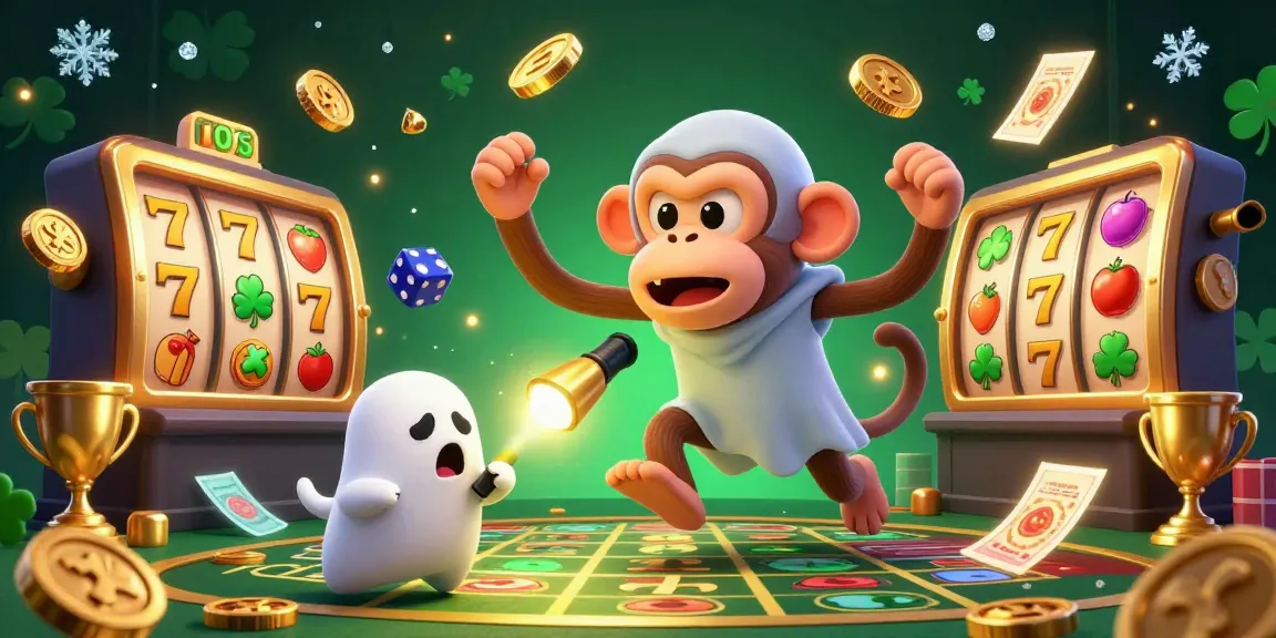 Experience gems-fortune in this thrilling casino scene with a mischievous monkey and adventurous puppy.