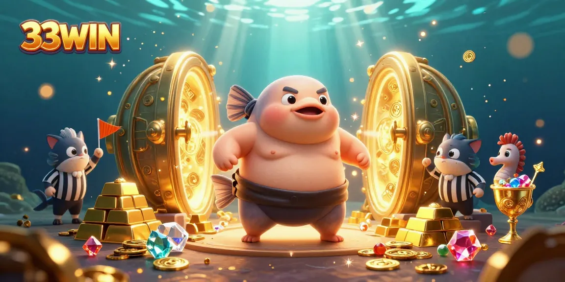 Experience thrilling underwater gameplay at 33WIN with enchanting gems, gold, and animated characters.